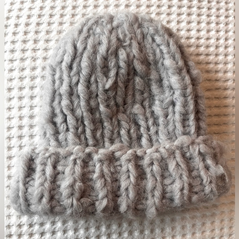 Hand Knit Gray Alpaca Beanie